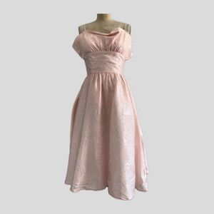 Vintage 1980s Steppin Out Pink Satin Floral Party Cocktail Dress Womens XS/S